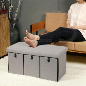 Bailey fournisseur de meubles de salon tabourets en simili cuir MDF poufs marron pliant rangement pouf Table basse pour salons - Product Image 1