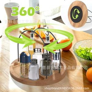 Wooden Condiment Rack With Handle Rotating Storage For Kitchen <b>Spice</b> <b>Jar</b> L Size Multi Purpose Portable - Product Image 4