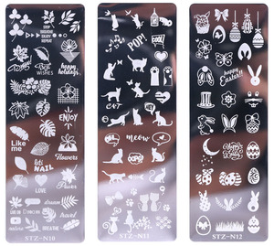Feuille de fleur Art d'ongle plaque d'estampage géométrie flocon de neige feuille florale papillon ligne d'impression <span class=keywords><strong>pochoir</strong></span> ongles tampons outils - Product Image 1