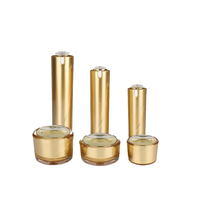 Embalagem de cosméticos redonda dourada, recipiente vazio de plástico em creme acrílico, 15g/30g/50g