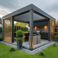 Pergola électrique à lames orientables en aluminium de haute qualité, pavillon extérieur moderne avec toit réglable pour les divertissements en plein air