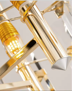 Trending Nordic Gold LED Crystal <b>Chandelier</b> Modern Pendant Light Dining <b>Room</b> Luxury Long Tube Metal Switch AC ODM Hanging Large - Product Image 5