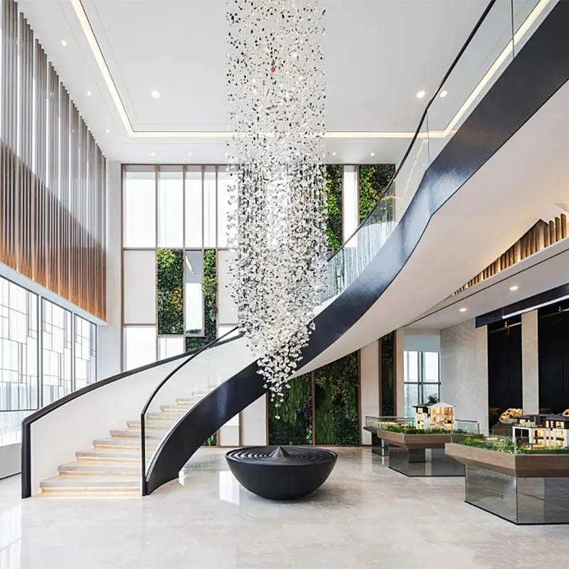 Candelabros de piedra de cristal grande, lámpara colgante artística de lujo, personalizada, para escalera de hotel