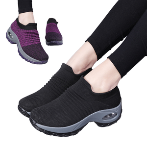 2026 LA SeeMore Mocassins compensés matelassés pour femme, à enfiler, antidérapants, avec soutien de la voûte plantaire, en tissu de coton, pour le travail estival - Product Image 2