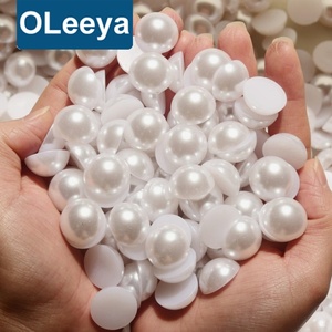 Perles Oleeya 2mm-14mm Toutes Tailles et Couleurs, Demi-Perles Plates en Plastique ABS, Perles Blanches Rondes pour Créations DIY - Product Image 1