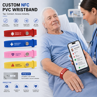Bracelet médical personnalisé NFC RFID en PVC pour l'identification des patients, les coordonnées d'urgence, les informations d'allergies, les soins hospitaliers avec logo