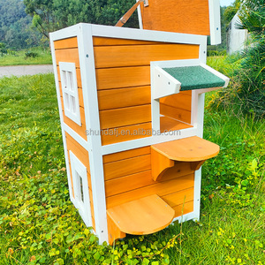 SDCH008-Yellow yeni bak ahşap kedi evi kafes popüler satış öğesi kedi kule evi - Product Image 3