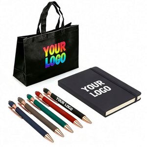 Stylet multifonctionnel à écran tactile doux 2 en 1 avec logo personnalisé, stylos à bille en métal avec partie en or rose - Product Image 1