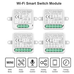CHNLAN Tuya 3 Gang WiFi BLE Mini akıllı ışık anahtarı modülü 10A Alexa Google ile AC110V-250V DIY akıllı kesici röle çalışma - Product Image 2