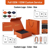 Ensemble de boîtes et sacs en papier haut de gamme, design orange, pliables magnétiquement, pour vêtements personnalisés, pour cadeau