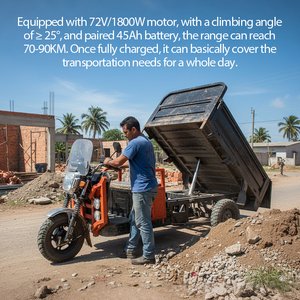 Tricycle électrique Zonsen 1500W 1,8m à 3 roues, véhicule utilitaire à carrosserie ouverte avec une charge utile <span class=keywords><strong>de</strong></span> 400 kg et une vitesse <span class=keywords><strong>de</strong></span> 60-80 km/h - Product Image 5