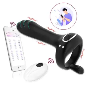 Anello per Pene 3 in 1 in Silicone, Giocattolo Sessuale Maschile con Controllo Remoto App, Anello Vibrante Potente per Uomini e Coppie, Massaggiatore Prostatico - Product Image 1