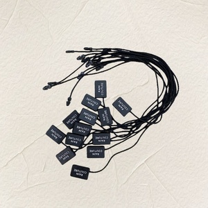 Custom Wax Hanging Tags Bullet Head Rope <b>Black</b> <b>Strings</b> Plastic Eco-Friendly Hang Tags Clothing Shoes Bags Washable Trademark - Product Image 3