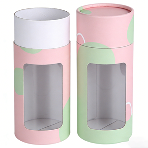 Logo Printing <b>Round</b> Paper Tube with window Custom Cardboard Cosmetics Cylinder Packaging Paper <b>Box</b> With Lid - Product Image 5