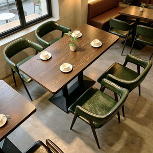 Conjunto de Mesa y Sillas para Cafetería Comercial, Muebles Vintage para Restaurante, Material PU, Diseño Verde Personalizable para <span class=keywords><strong>Restaurantes</strong></span> y Bares - Product Image 3