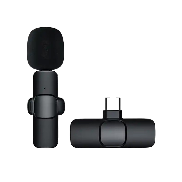 K9 Mini Portable ABS 2-in-1 Lavalier Microphone 1-Drag 1-Wireless 2.4GHz Omni-Directional Type C Connector for Conference