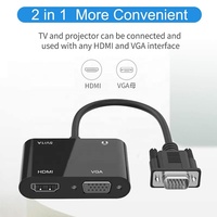 Konverter VGA ke HDMI dengan Audio Micro Power, Adaptor VGA Male ke HDMI Female untuk HDTV, Proyektor, Monitor, Laptop
