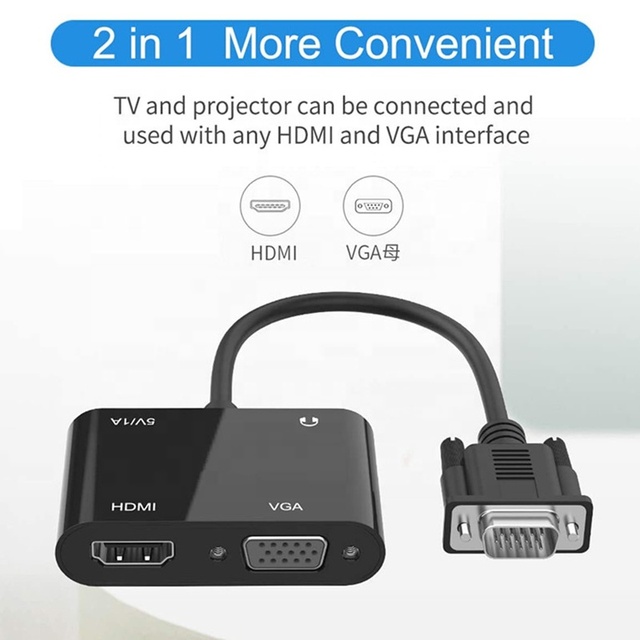 Xput VGA to HDMI Converter With Audio Micro Power VGA Male to HDMI Female Adapter for HDTV Projector Monitor Laptop