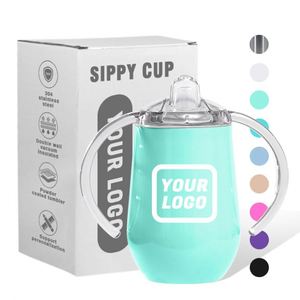 Tasses à bec pour bébé en acier inoxydable de 10 oz, à double paroi isolées sous vide, vierges pour sublimation, colorées, type 'wine' - Product Image 1