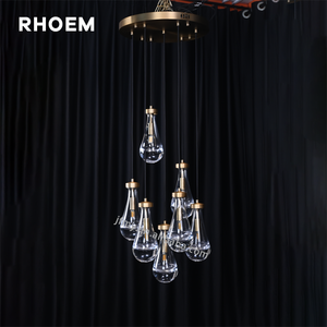 Lustre rond en verre RHOEM pour escalier, lustre de salon, lustre rond de villa, lampes de luxe, décoration intérieure - Product Image 3