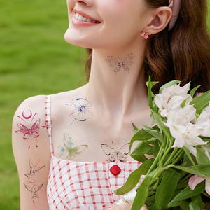 Nouveaux autocollants de <span class=keywords><strong>tatouage</strong></span> temporaires colorés pour filles, motifs feux d'artifice, <span class=keywords><strong>chat</strong></span>, papillon, pour les bras et les doigts - Product Image 3