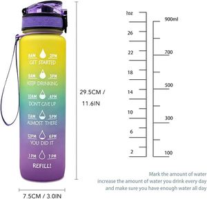 32oz Gradient Motivational <b>Water</b> <b>Bottle</b> with <b>Time</b> Marker Straw, BPA-Free Leakproof Sports <b>Water</b> <b>Bottle</b> - Product Image 5