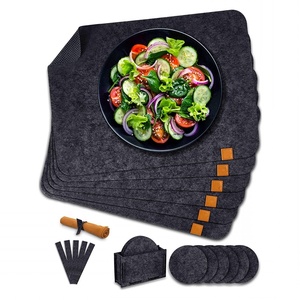 Set de napperons en feutre antidérapant, lavable, avec sous-verres, boîte et anneaux de serviette de table, 10 pièces - Product Image 1