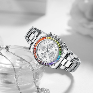 Orologio da <span class=keywords><strong>Donna</strong></span> Biden 0163 Cronografo Impermeabile Luminoso in Acciaio Inossidabile, Orologio Sportivo alla Moda - Product Image 5