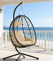 Chaise ovale, balcon, extérieur, rotin, chaise suspendue, chaise à bascule, pliable, terrasse, balançoire