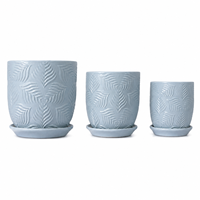 Lot de 3 pots de fleurs modernes de 6 pouces, écologiques, pour l'intérieur et l'extérieur, avec plateau, pour la maison, le jardin, le bureau, le bureau à domicile