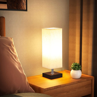 Lampe de table minimaliste en tissu de lin avec double port USB, variateur d'intensité 3 niveaux, interrupteur filaire, 110-240V, garantie 1 an