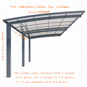 Chỗ đậu xe ô tô bằng kim loại polycarbonate ngoài trời, mái che ô tô bằng nhôm chống thấm, nhà để xe <span class=keywords><strong>2</strong></span> ô tô, mái che xe hơi tùy chỉnh - Product Image 6