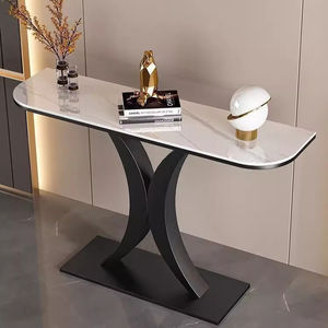 Table <span class=keywords><strong>console</strong></span> moderne de luxe en acier carbone avec plateau en marbre pour salon étroit et entrée - Product Image 3