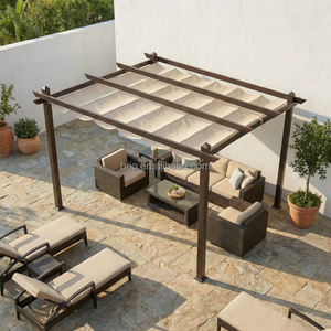 Pergola commerciale extérieure <span class=keywords><strong>en</strong></span> aluminium avec toit rétractable pour restaurant, café, <span class=keywords><strong>abri</strong></span> solaire – Prix usine abordable - Product Image 1