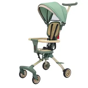 Poussette de luxe haute vue pour bébé, porte-landau, fournisseur chinois, vente directe 3 en 1, cuir, OEM, cadre personnalisé, Logo