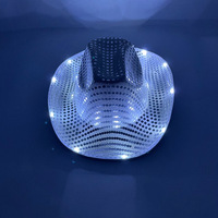 Bon marché Prix Cowboy LED Party Hat Jazz Light up Hat Dance Show Stage Props Shiny Sequins Cowgirl Hats