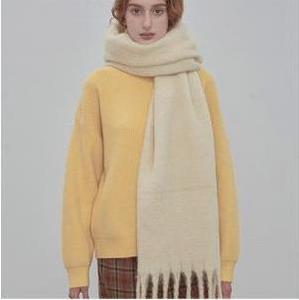 Mùa thu mùa đông mới Fluffy rắn màu Mohair khăn của phụ nữ dày khăn choàng tất cả các trận đấu ấm khăn Polyester - Product Image 6