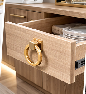 มือจับลิ้นชักตู้แบบดึง ดีไซน์หรูหรา สีทอง ผลิตจากโลหะผสมสังกะสี สำหรับเฟอร์นิเจอร์ทันสมัย - Product Image 5