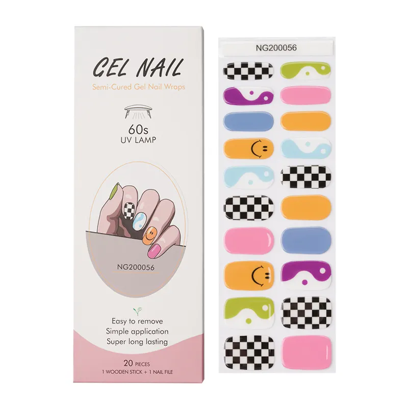 Free Sample Hot Selling Nail Strips Solid Color Semi Cured Gel Nail Sticker