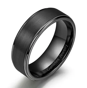 Gentdes Jewelry Wholesales Rings Tungsten Band 8/6/4mm Brushed Black Tungsten Engagement Wedding Ring