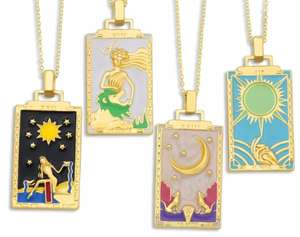 316L Vierkante Hanger Ketting Bezoedelen Gratis Enamel Ketting Sieraden 18K Gold Zon Maan <span class=keywords><strong>Tarot</strong></span> Kaart Ketting - Product Image 1