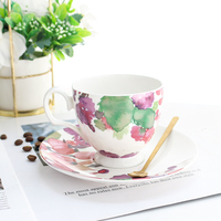 Ensemble tasse et soucoupe pour le thé de l'après-midi, design personnalisé écologique, en porcelaine fine, pour la maison