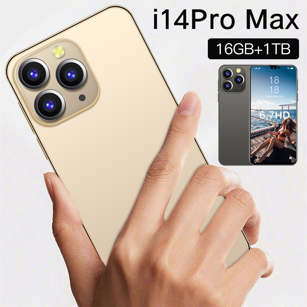 Оригинальный i14 pro max 16GB + 1TGB 6,7 дюймов 5g смартфонов, 10-ядер, пусть мобильных телефонов 7800 мА/ч, Две сим-карты для мобильного телефона