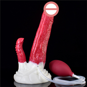 Dubbelkoppige zachte waterdichte dildo met water spray afrodisiacum mannelijke vrouwelijke seksspeeltjes voor vrouwen orgasme reiniging klysma penis - Product Image 6