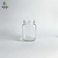 Conteneur en verre carré transparent de 330 ml avec bords arrondis, idéal pour les haricots, le miel, les aliments secs en vrac pour les clients revendeurs