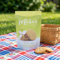 Sachet Doypack imprimé personnalisé avec fermeture zip refermable pour pâte à biscuits coco-lime pré-dosée et friandises pour animaux de compagnie