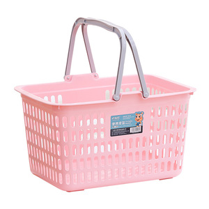 Panier de rangement portable en plastique rectangulaire avec poignées pour l'organisation et le stockage, emballage multicolore - Product Image 5