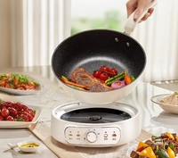 Wok électrique à double compartiment 2000W 4L en alliage d'aluminium avec revêtement antiadhésif facile à nettoyer, usage domestique OEM