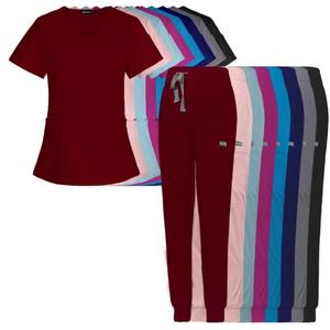 Tenues médicales pour femmes, blouses d'infirmière à col en V, uniformes chirurgicaux, ensembles de blouses d'infirmière en polyester et élasthanne doux - Product Image 1