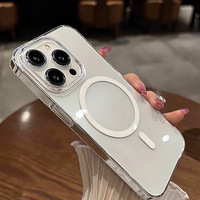 Coque de téléphone magnétique transparente à grandes ouvertures, étui de protection antichoc en PC rigide pour iPhone 15/16/17 Pro Max, compatible dropshipping